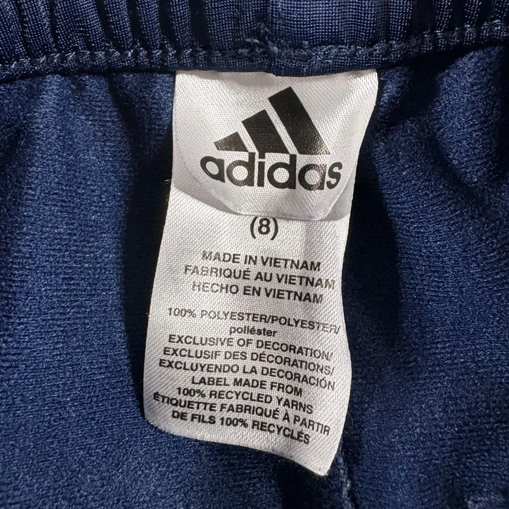 Adidas Boys Navy Blue Orange Stripe Track Pants Joggers Size 8